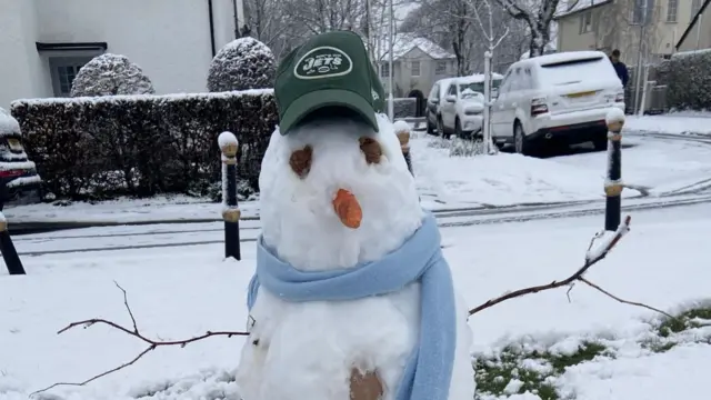 There was enough in Rhiwbina, Cardiff to make a snow man this morning