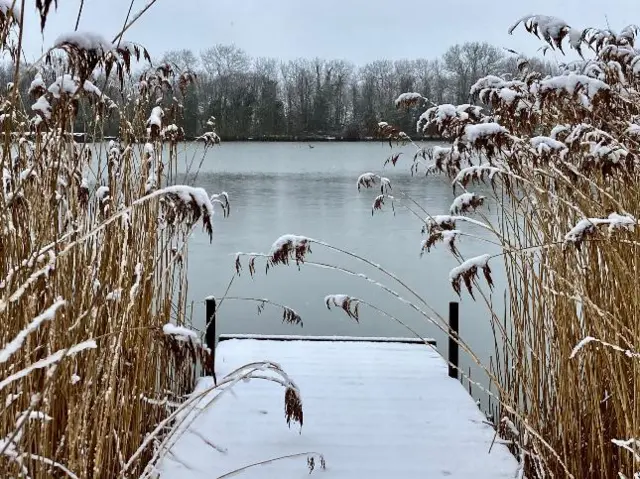 A light sheet of sleet has fallen in Bransford, Worcestershire