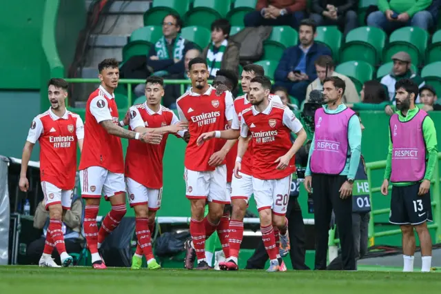 Arsenal celebrate their goal