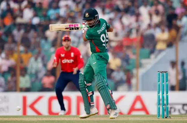 Bangladesh's Najmul Hossain Shanto in action