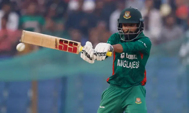 Bangladesh's Towhid Hridoy in action