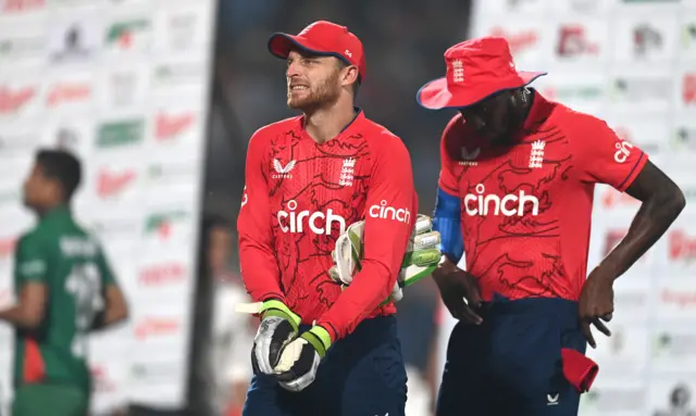 Jos Buttler and Jofra Archer after England lose the opening T20