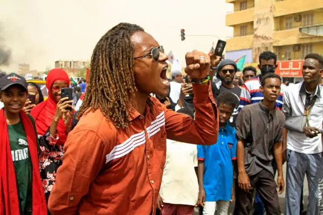 Sudanese demonstrators take the streets in Khartoum on 3 June, 2022