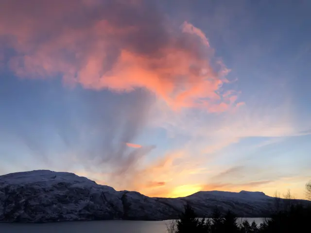 The sun sets over Loch Broom, near Ullapool in the Highlands