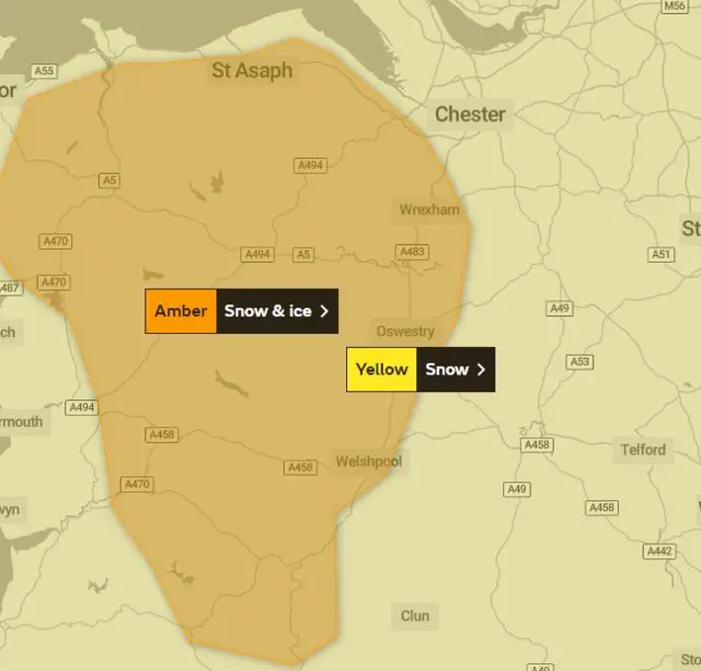 Amber weather warning affecting Wales and parts of Shropshire