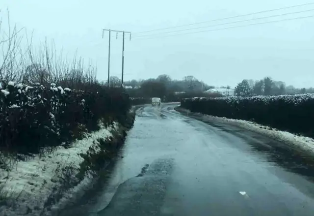 Standing water on road