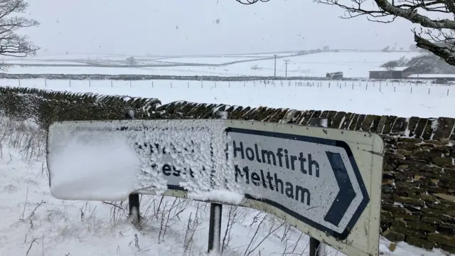 Snow on a sign