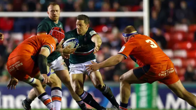 Leicester Tigers in action against Edinburgh