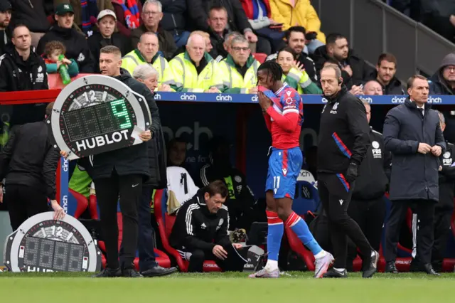 Wilfried Zaha of Crystal Palace walking off the pitch