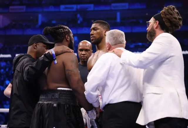 Anthony Joshua and Jermaine Franklin in the ring before a fight