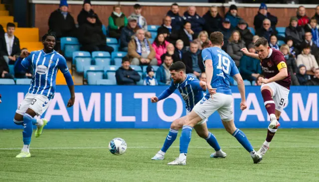 Lawrence Shankland scores for Hearts against Kilmarnock