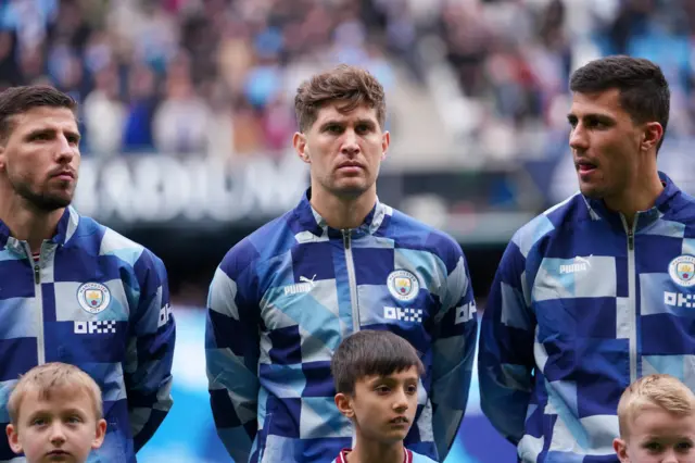 John Stones of Man City lines up before their clash with Liverpool