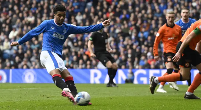 Malik Tillman scores for Rangers against Dundee United