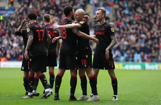 Stoke celebrate Will Smallbone's equaliser