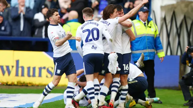 Preston celebrate goal