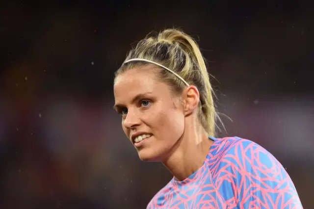 Rachel Daly warms up ahead of the Australia match.