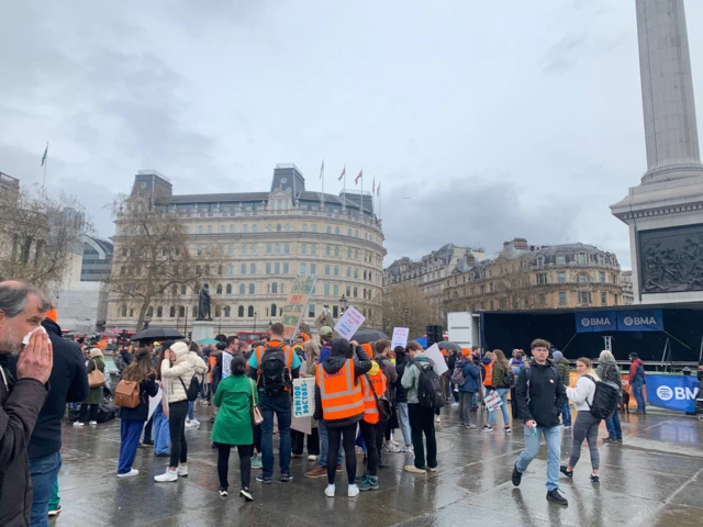 Striking doctors in Trafalgar Square