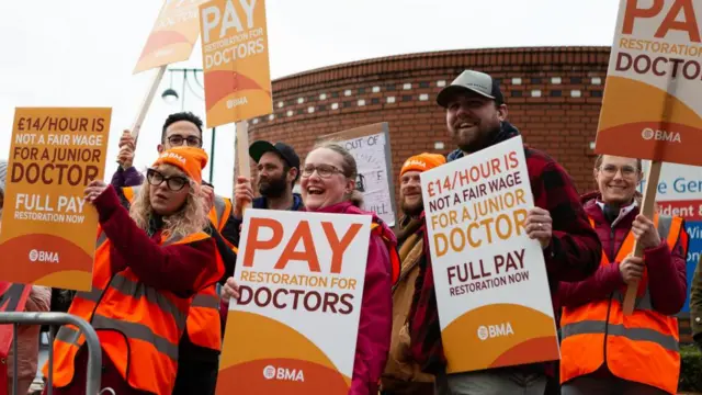 Junior doctors on strike in Leeds last month