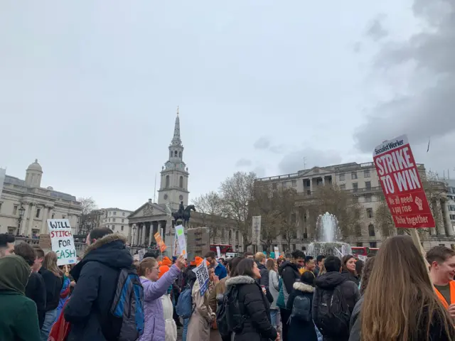 Crowds in Trafalgar Square