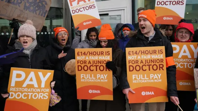 Junior doctors on strike in March (file pic)