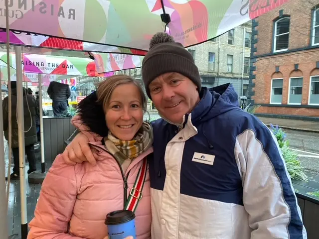 Garrett and Annette Friel from Strabane awaiting President Biden's arrival