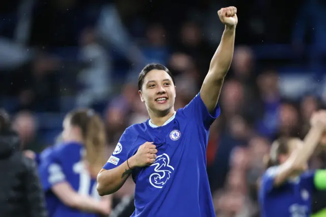 Australia international Sam Kerr celebrates scoring for Chelsea.