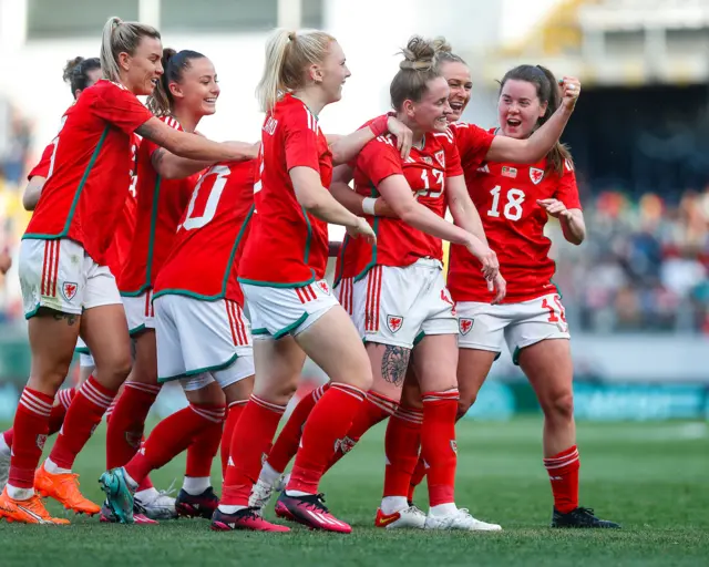 Wales celebrate goal