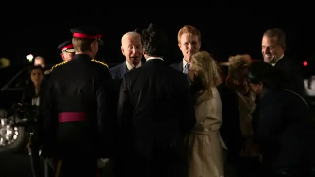 Joe Biden and US delegates at Belfast International Airport