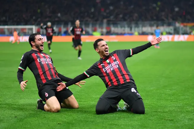 AC Milan's Ismael Bennacer celebrates scoring against Napoli