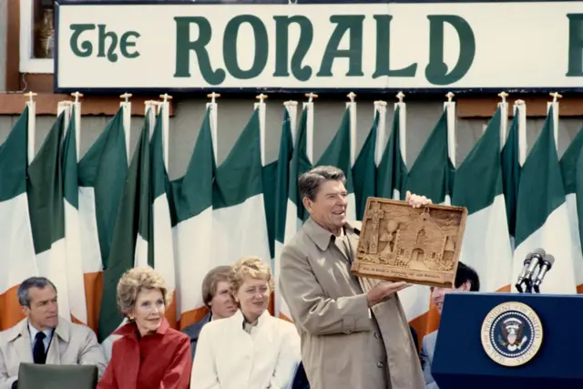 Ronald Reagan addressing a crowd