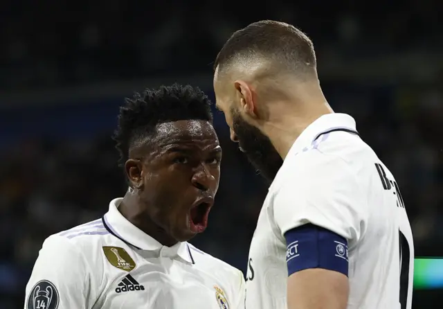 Benzema and Vinicius celebrate