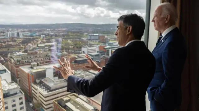 The Prime Minister Rishi Sunak holds a bilateral meeting with the US President Joe Biden during his visit to Northern Ireland.