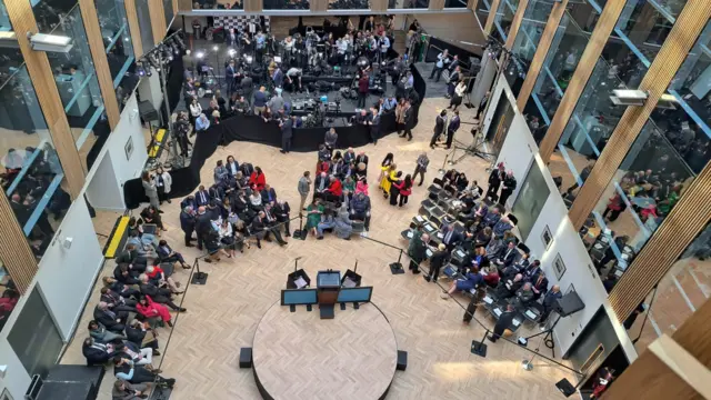 Guests seated in Ulster University before President Biden's speech