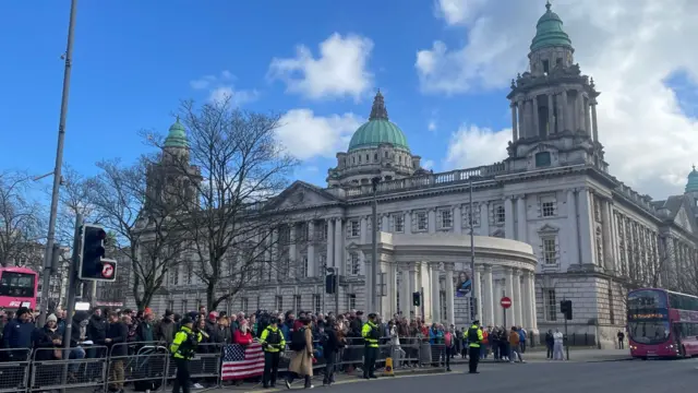 Crowds gathered outside Belfast City Hall