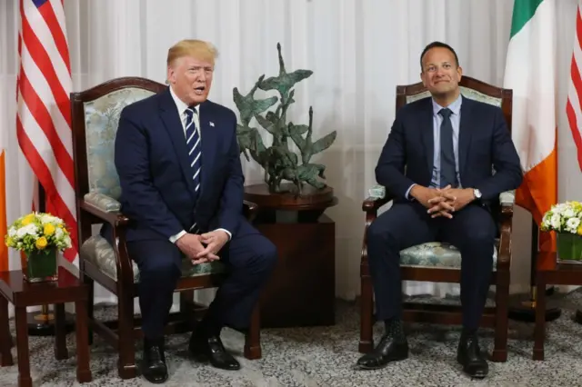 Donald Trump sat next to Irish Taoiseach Leo Varadkar