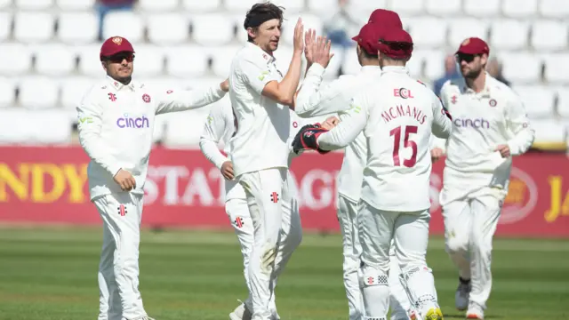 Jack White celebrates a wicket