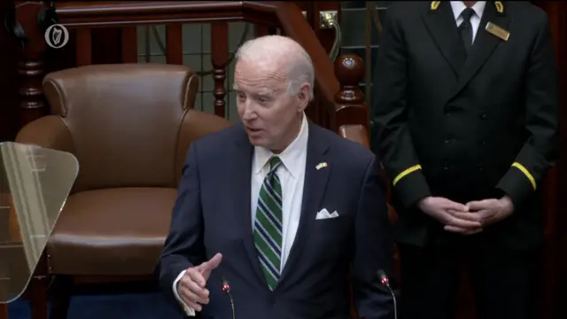 President Joe Biden addresses the Irish parliament