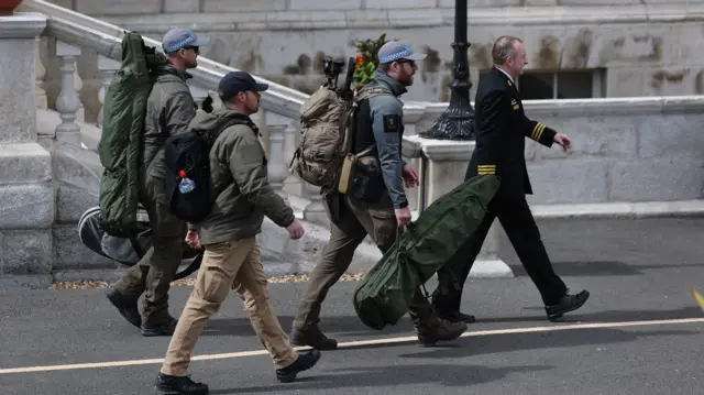 Armed police officers outside Leinster House in Dublin