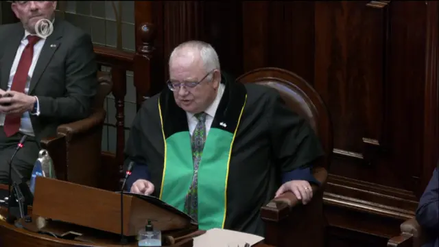 Seán Ó Fearghaíl speaks in the Irish parliament