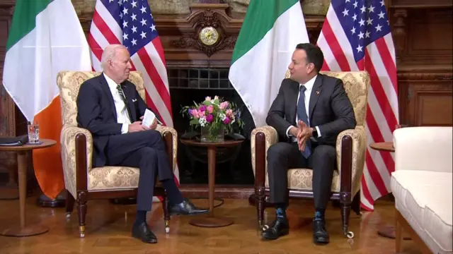 Joe Biden speaks to Leo Varadkar