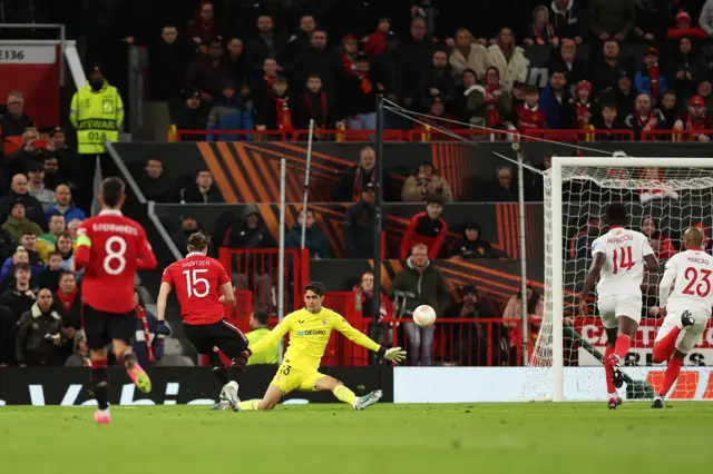 Marcel Sabitzer scores for Manchester United against Sevilla