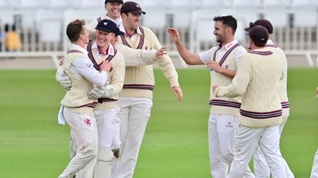 Lewis Gregory celebrates wicket