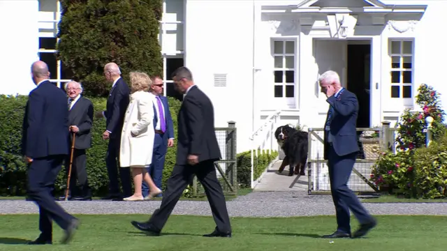 President Higgins' dogs were shier than normal as Joe Biden toured the grounds of Áras an Uachtaráin