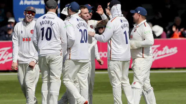 Doug Bracewell celebrates wicket