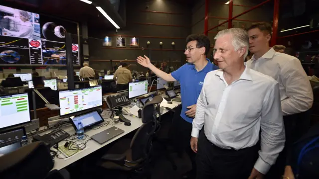 King Philippe of Belgium was given a tour of the mission control room at Guiana Space Centre in Kourou