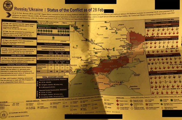 Images of leaked documents related to the war in Ukraine