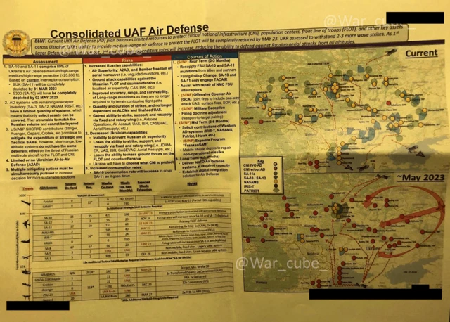 Images of leaked documents related to the war in Ukraine