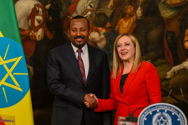 Ethiopia PM Abiy Ahmed and Italy PM Giorgia Meloni