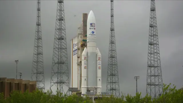 Ariane 5 on launch pad in Kourou