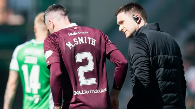 Hearts' Michael Smith leaves the field